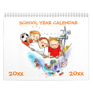 Calendário De Ano Escolar Laranja Para Crianças