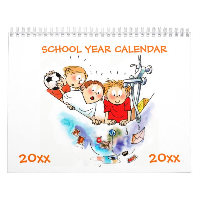 Calendário De Ano Escolar Laranja Para Crianças (Capa)