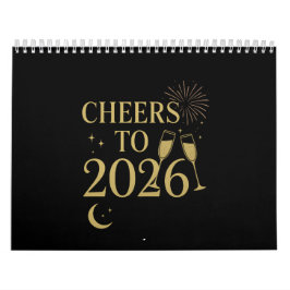 Calendário de Ano Novo 2026 - Elegante Dourado e P