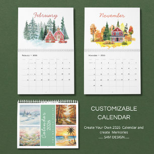 Calendário de Aquarela das Estações 2026 Naturez
