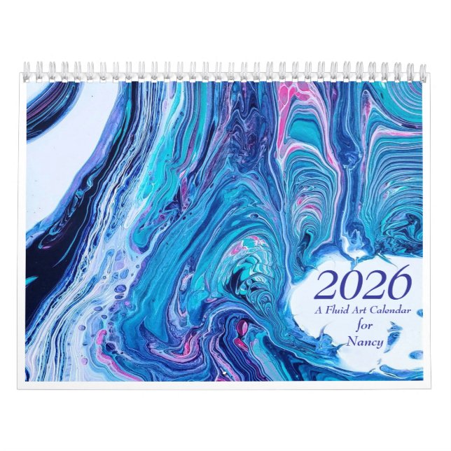 Calendário de Arte Abstrata Fluida 2026 (Capa)