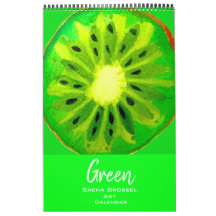 Calendário de arte aquarela cor verde Sacha Grosse