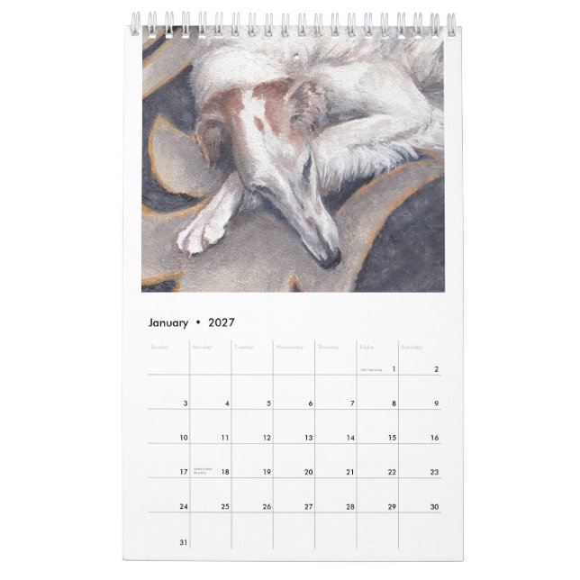Calendário de Arte Borzoi da Página de Solteiros 2 (Jan 2027)