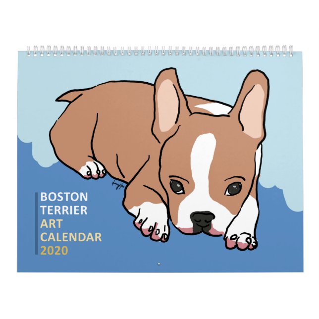 Calendário de Arte de Boston Terrier 2020 (Capa)