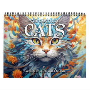 Calendário de Arte de Fantasia Caprichosa de Gatos