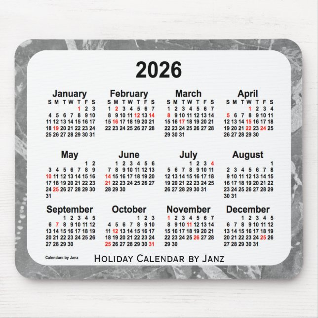 Calendário de arte de Natal de 2026 pelo mouse Pad (Frente)