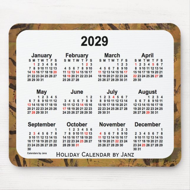 Calendário de arte de Natal de 2029 pelo mouse Pad (Frente)