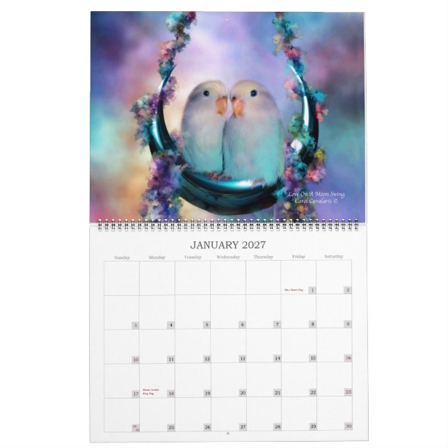 Calendário de Arte de Pássaros do Amor 2012 (Jan 2027)