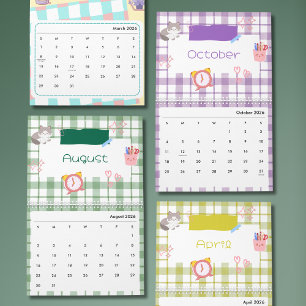 Calendário de Arte do Gatinho Kawaii Brilhante