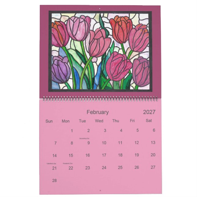 Calendário de Arte em Vidro Pintado (Fev 2027)