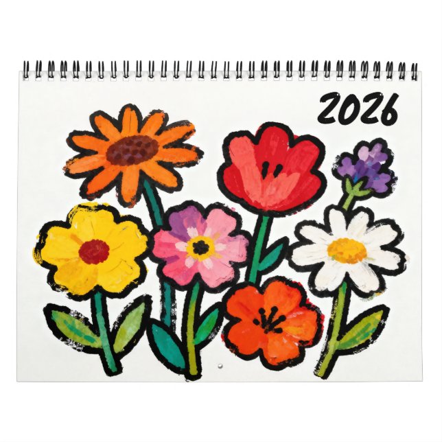 Calendário de Arte Floral Ingênua Moderna (Capa)