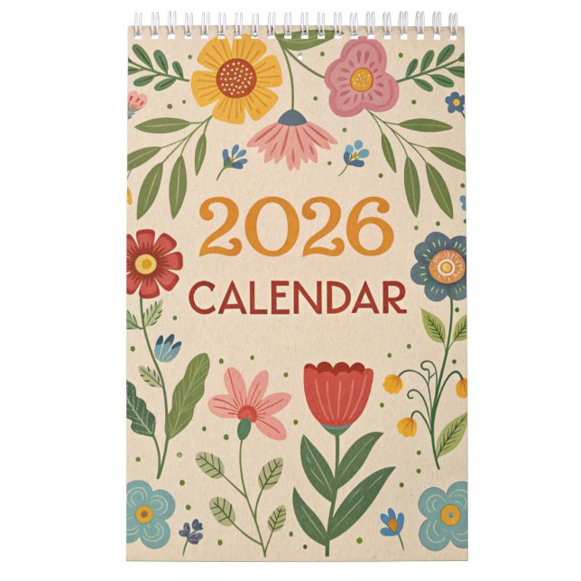calendário de arte popular floral de flores silves (Capa)