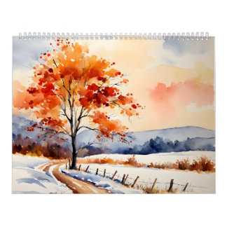 Calendário de arte sazonal 2027 | Aquarela 