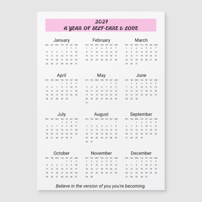 Calendário de Autocuidado 2027  (Frente)