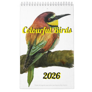 Calendário de Aves Coloridas 2026
