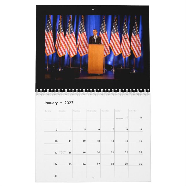 Calendário de Barack Obama & de família 2009 (Jan 2027)