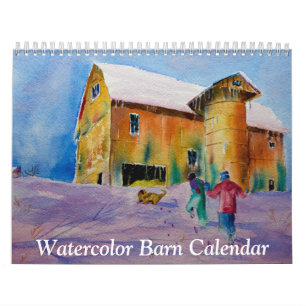 Calendário de Barn de Aquarela