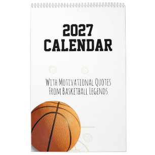 Calendário de Basquete 2027 com Citações Inspirado