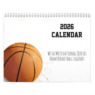 Calendário de Basquete de 2026 com Citações Motiva