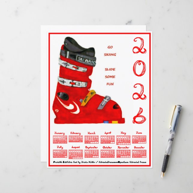 Calendário de Botas de Esqui 2026 (Frente/Verso In Situ)