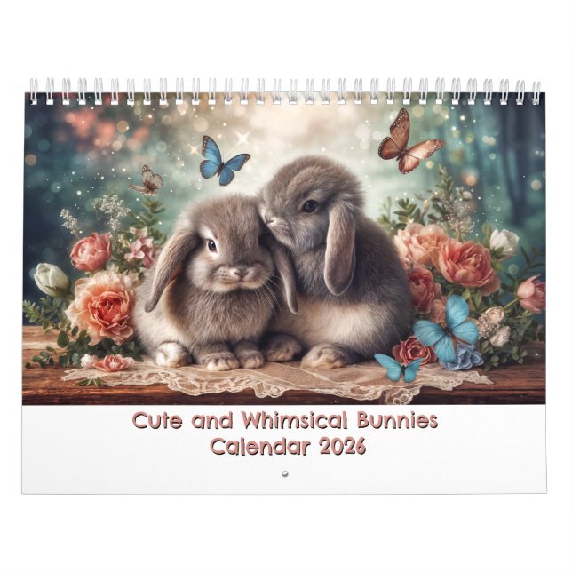 Calendário de Bunnies Cutes e Whimsical (Capa)