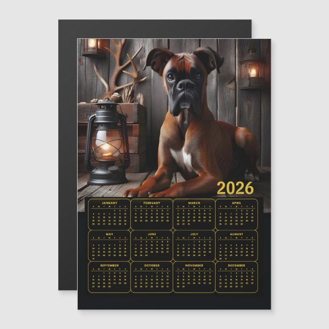 Calendário de Cachorro Boxer 2026 – Retrato de Cab (Frente/Verso)