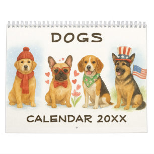 Calendário de Cachorro em Aquarela