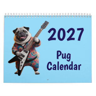 Calendário de Cachorro Pug 2027