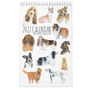 Calendário de CÃES da Página de solteiro 2022,