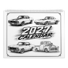 Calendário de Carros Musculosos Hot Rod 2027