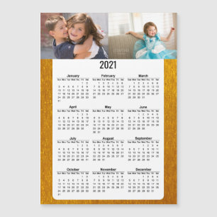 Calendário de Cheio de 2021 Duas Fotos Douradas M