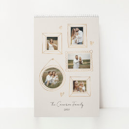 Calendário de Colagem de Fotos de Quadros Desenhad