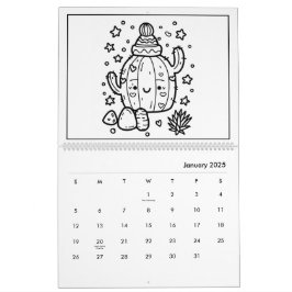 Calendário de Coloração de Crianças Cutas