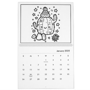 Calendário de Coloração de Crianças Cutas