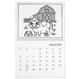 Calendário de Coloração do Barnyard para Crianças 
