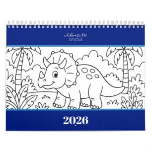 Calendário de Colorir Dinossauros para Crianças