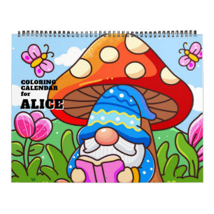 Calendário de Colorir Infantil com Gnomo Fofo