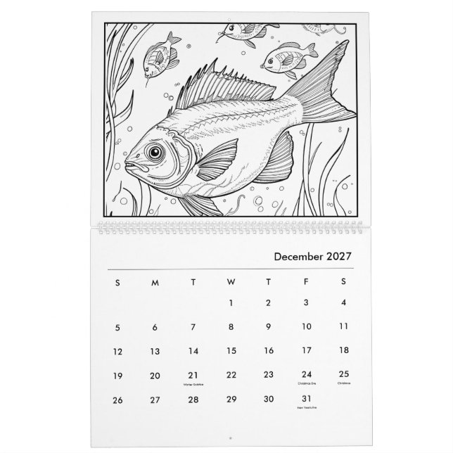 Calendário de Colorir Submarino (Dez 2027)