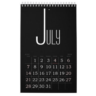 Calendário de cores preto minimalista