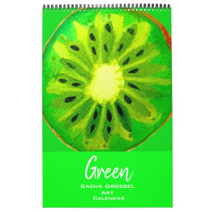 Calendário de cores verdes para a aquarela Sacha G