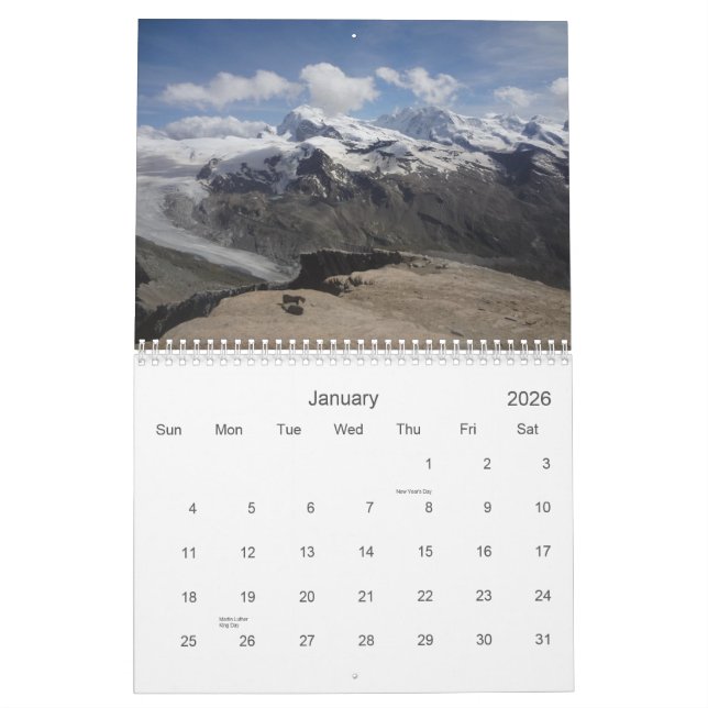 Calendário De "cumes suíços 2015 Matterhorn e de amigos" (Jan 2026)