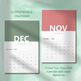 Calendário de Design de Cores Moderno e Limpo Mini