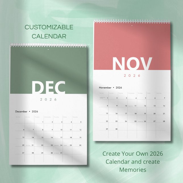 Calendário de Design de Cores Moderno e Limpo Mini (Criador carregado)