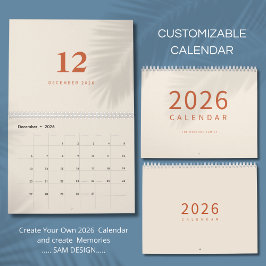 Calendário de Design Minimalista com Tons Neutros