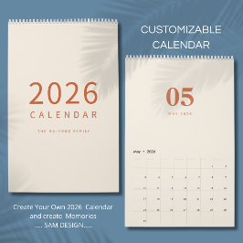 Calendário de Design Minimalista com Tons Neutros