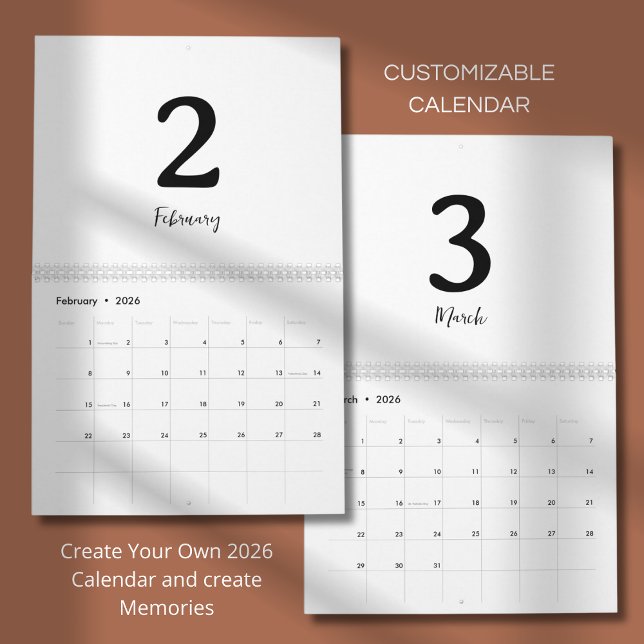 Calendário de Design Moderno Minimalista Limpo (Criador carregado)