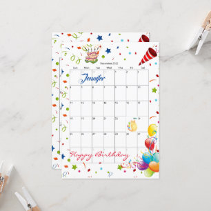 Calendário de dezembro de 2022 Convite de aniversá