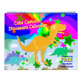 Calendário de Dinossauros para Crianças de Cartoon
