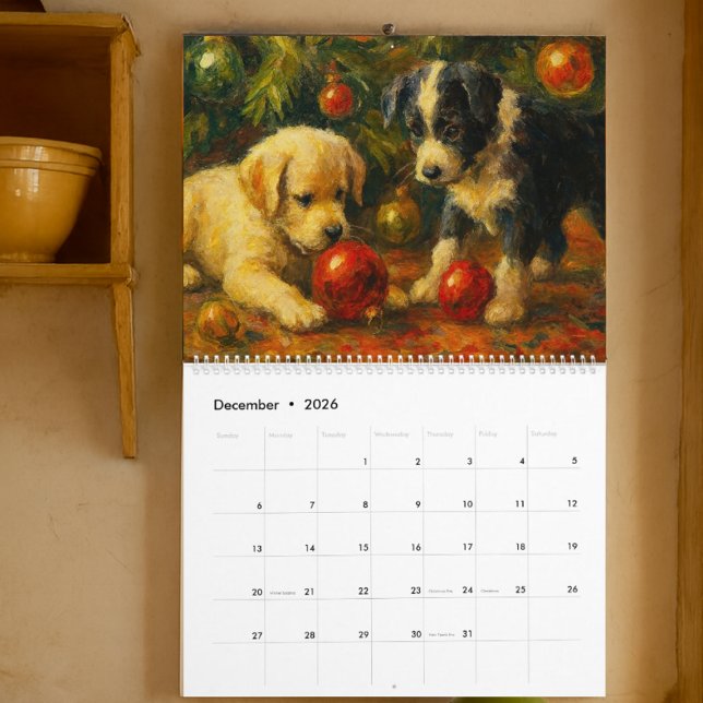 Calendário de Dois Cachorrinhos Fofos (Criador carregado)