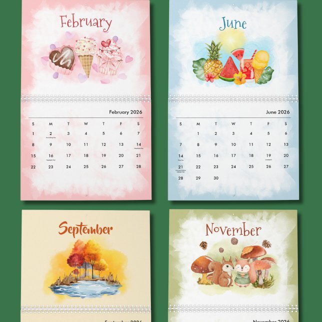 Calendário de estações em aquarela (Criador carregado)